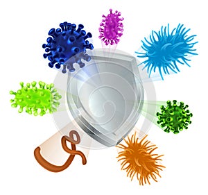 Vaccine Virus Shield Cells Or Antibacterial Icon