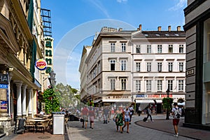 Vaci utca main street in Budapest, Hungary.