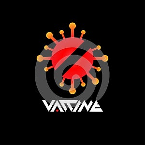 Vacine logo vector design isolated on black background