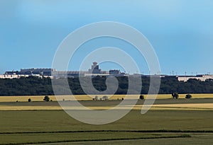 Vaclav Havel airport from nature lookout. Czech republic