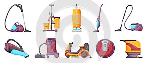 Vacuum cleaner cartoon vector illustration on white background . Set icon vacuum cleaner for cleaning .Cartoon vector