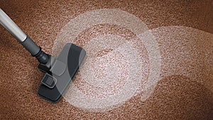 Vacuum cleaner cleaning dirty carpet. 3D illustration