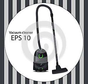 Vacuum cleaner complete with a brush on a striped background