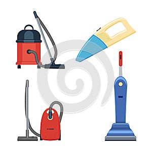 Vacuum cleaner set vector illustration on white background