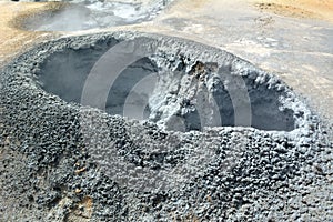 Vacuum crater after the ejecting of the geyser in Iceland photo