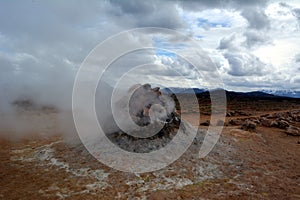 Vacuum crater after the ejecting of the geyser in Iceland photo