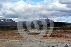 Vacuum crater after the ejecting of the geyser in Iceland photo