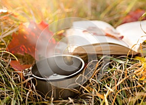 Vacuum flask cup and book