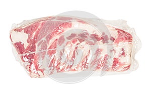 Vacuum packed fresh pork ribs meat