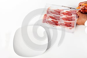 Vacuum packed Iberian ham table