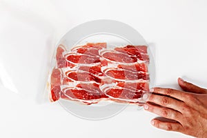 Vacuum packed Iberian ham table