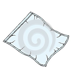 Vacuum Plastic Bag. EPS10 Vector. Hand Drawn Doodle Style Realistic Illustration.