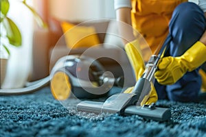 Vacuuming carpeting cleaning vacuuming home interior. Home cleaning appliance.