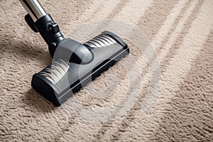 Vacuuming clean carpet. Generate Ai