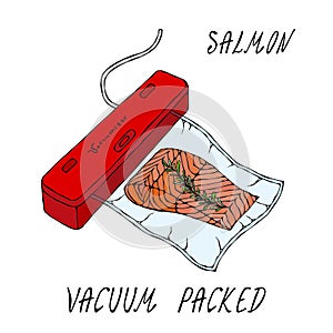 Vacuumizer Food Sealer. What is Sous-Vide. Slow Cooking Technology. Vacuum Packed Salmon Steak.. Chief Cuisine