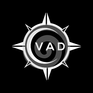 VAD abstract technology logo design on Black background. VAD creative initials letter logo concept