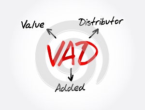 VAD - Value Added Distributor acronym, business concept background