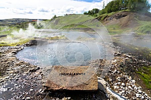 Vadmalahver hot spring in Fludir Iceland