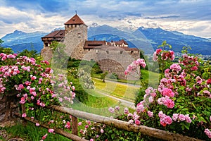 Vaduz castle, Liechtenstein, Alps mountains