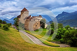 Vaduz castle, Liechtenstein, Alps mountains