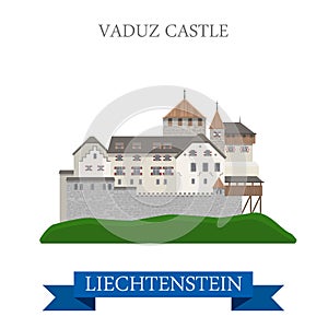 Vaduz Castle in Liechtenstein flat vector attraction landmark photo