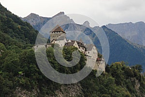 Vaduz Castle, Liechtenstein - the official residence of the prince. Medieval european castle against the backdrop of the Alps