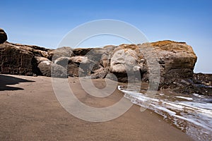 Vagator Beach in North Goa, face of Shiva