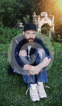 Vagrant in flowerbed