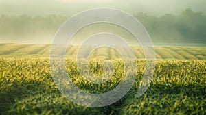 Vague background of vibrant fields where biofuel crops dance in a hazy blur evoking a sense of calm and natures beauty.