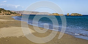 Vai beach with palm trees. Est coast of Crete