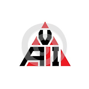 VAI triangle letter logo design with triangle shape. VAI triangle logo design monogram. VAI triangle vector logo template with red