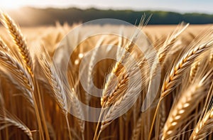 Sikh New Year, Shavuot jewish, bouquet of wheat, ears of wheat, rye field, sunset light