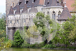 Vajdahunyad Castle in Budapest. The castle is a decoration of Varoshliget park. Vaidahunyad Castle houses the Agricultural Museum