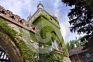 Vajdahunyad Castle in Budapest. The castle is a decoration of Varoshliget park. Vaidahunyad Castle houses the Agricultural Museum