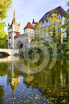 The Vajdahunyad castle in Budapest, Hungary. Beautiful autumn scenery