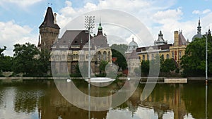 vajdahunyad castle, budapest, hungary, timelapse, zoom out, 4k