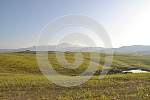 Val d`Enza panoramas, hills, cypresses, fields