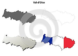 Val-d`Oise, Ile-de-France outline map set photo