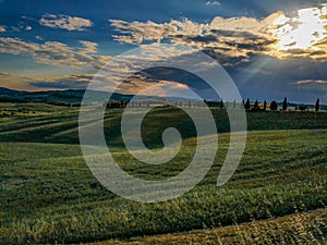 Val D& x27;orcia landscape on the hills