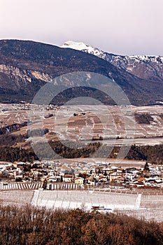 Val di Non and Tos village in winter - Trentino Alto Adige italy