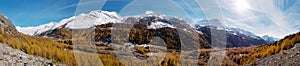 Val Ferret panorama in autumn season - The Alps, Courmayer, Val