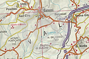 Val Salemi. Map. The islands of Sicily, Italy photo