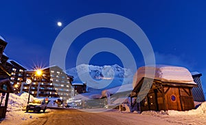 Soleil street in Val Thorens Resort at night