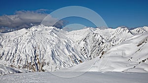 Val Thorens, located in the Tarentaise Valley, Savoie, French Alps, is the highest ski resort in Europe