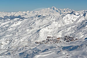Val Thorens and the Mont-Blanc from the Cime Caron photo