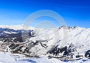 Val Thorens ski resort in the ALps. Village Menuires