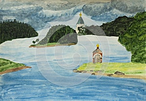 Valaam island, watercolours photo
