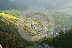 Valaska Dubova village from Ihla peak in Chocske Vrchy