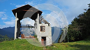 Valcanale, Bergamo, Italy. Abandoned ski resort in 1998. Lift and old buildings