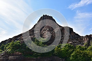 Valcano with blue sky